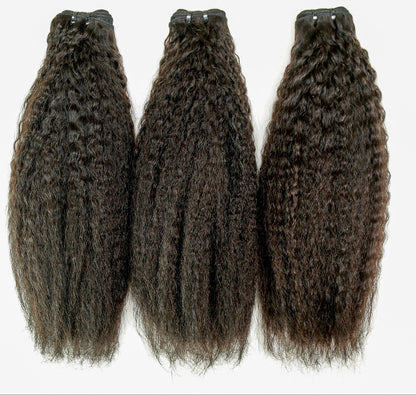 Hair 9A/10A12A Kinky Straight 6x6 HD Closure With 3 Humann Hair Bundles