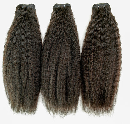 Hair 9A/10A/12A Kinky Straight Human Hair 3 Bundles with 13x4 Lace Frontal