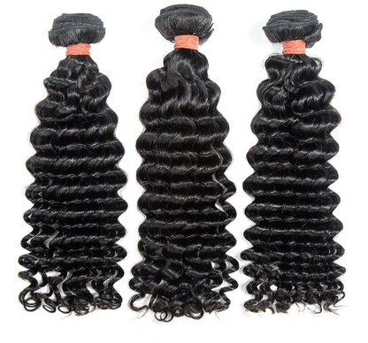 Hair 9A/10A12A Deep Wave Thick 3 Human Hair Bundles With with 6x6 HD Closure