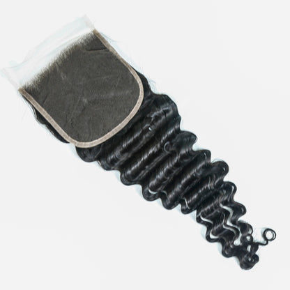 Hair 5x5 Transparent Lace Cloure Deep Wave Natural Black
