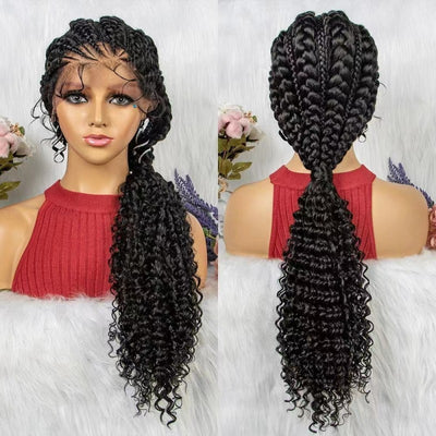 Elegant Lace Braided Hand-woven African Wig – Versatile Colors for Exquisite Styles