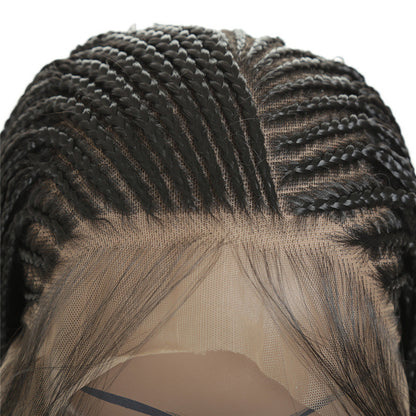32-Inch Long Straight Hairpiece with Bangs for Dark Skin