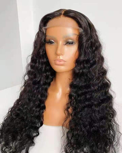 Premium 4x4 Lace Front Human Hair Wig – Deep Wave Brazilian Remy Hair, Customizable Length & Color