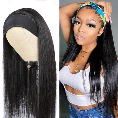 Human Hair Straightening Mechanism Headband Head Cover – Fashionable, Simple & Easy-to-Wear, Medium to Long Length