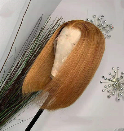 Natural Golden Real Hair Lace Wig | 360 Headgear, Fully Hand-Knitted, Dyeable & Versatile Bangs