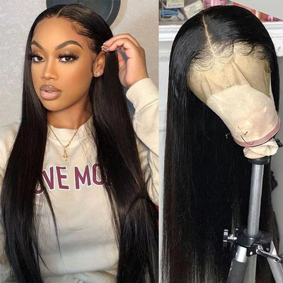 Luxurious Transparent Lace Front Brazilian Straight Human Hair Wig