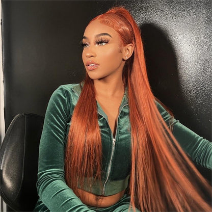 Hair Ginger #350 Lace Front Wig Straight Human Hair Wig 13x4 Lace Frontal Wig