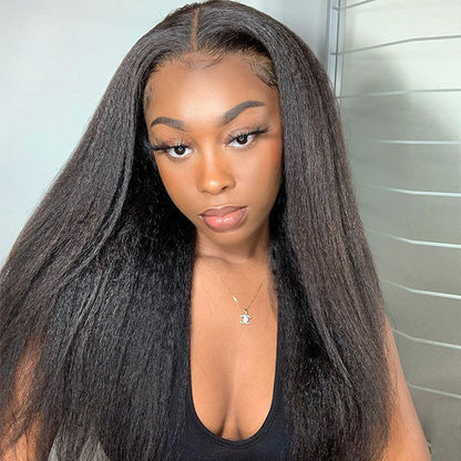 Hair 9A/10A12A Kinky Straight 6x6 HD Closure With 3 Humann Hair Bundles