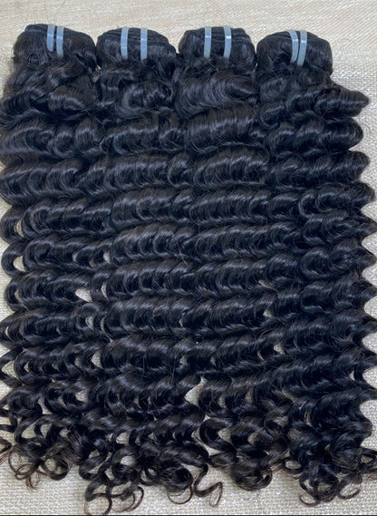 Hair Deep Wave Hair 3 Bundles with 4x4 Lace Closure Human Hair