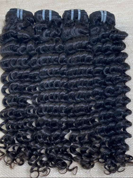 Hair 9A/10A12A Soft And Full Deep Wave Hair 3 Bundles with 5x5 Lace Closure