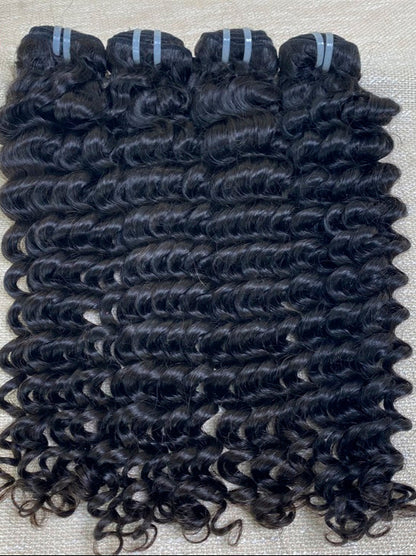 Hair 9A/10A12A Soft And Full Deep Wave Hair 3 Bundles with 5x5 Lace Closure