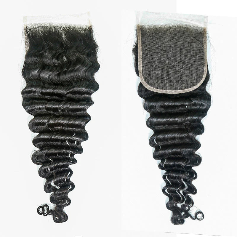 Hair 5x5 Transparent Lace Cloure Deep Wave Natural Black