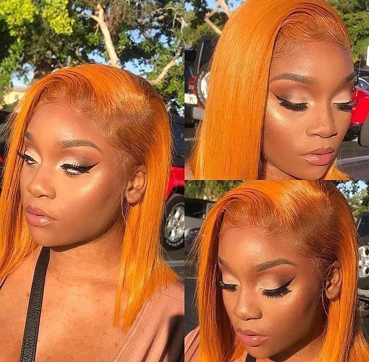 Hair 13x6 Ginger Orange Short Bob Wig Human Hair Lace Front Wig