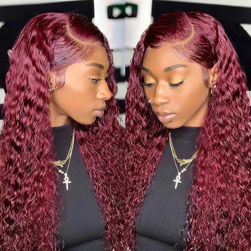 Hair 99J Lace Front Wig 13x4 Transparent Lace Straight Lace Front Human Hair Wig