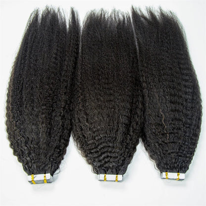 Hair Cuticle Aligned Unprocessed Virgin hair Kinky Straight Tape Hair Extension Tape Ins