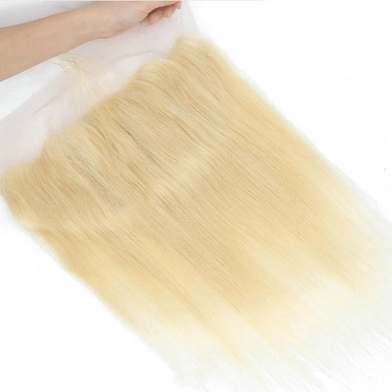Hair #613 Blonde Straight 13x6 HD Frontal With 3 Bundles Human Hair