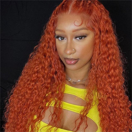 Hair Ginger #350 Color 13x4 Lace Front Wig Deep Wave Human Hair Wig