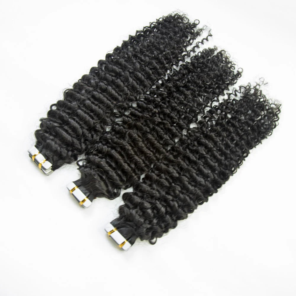 Hair Curly Tape In 100% Virgin Human Hair Tape Ins Hair Extensions
