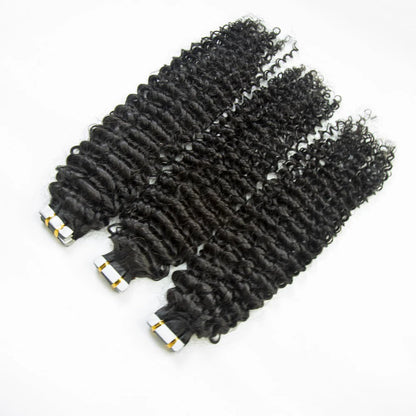 Hair Curly Tape In 100% Virgin Human Hair Tape Ins Hair Extensions
