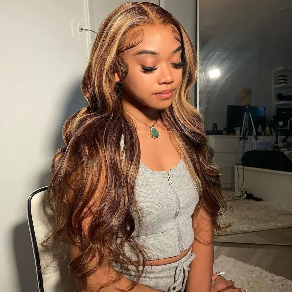 Hair Honey Blonde 4/27 Highlight Wig 13x4 Lace Front Wig Body Wave Human Hair Lace Wigs