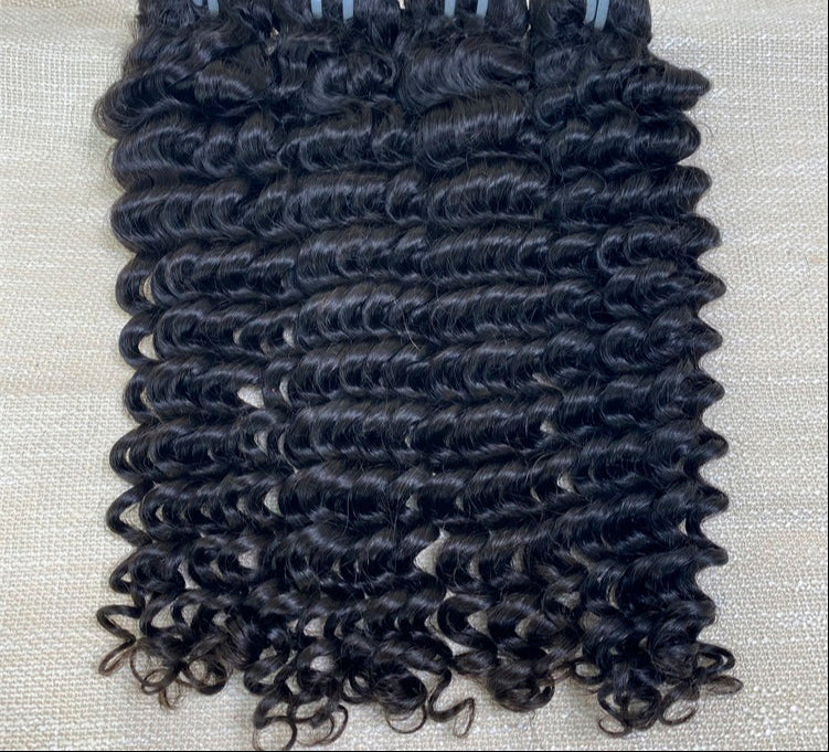 Hair 9A/10A/12A Deep Wave 3 Bundles with 13x6 Frontal with Preplucked Hairline