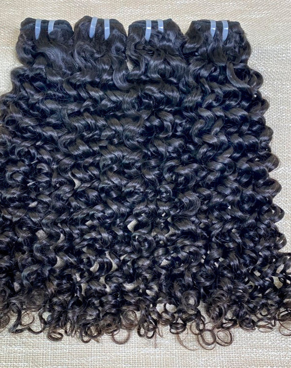 Hair Jerry Curl Hair 3 Bundles with 4x4 Lace Closure Wet And Wavy