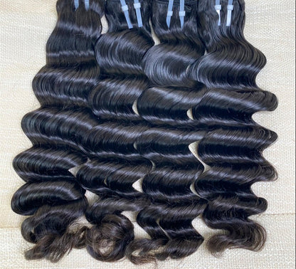 Hair 9A/10A12A 5x5 Lace Closure with 3 Bundles Loose Deep Virgin Human Hair Bundles