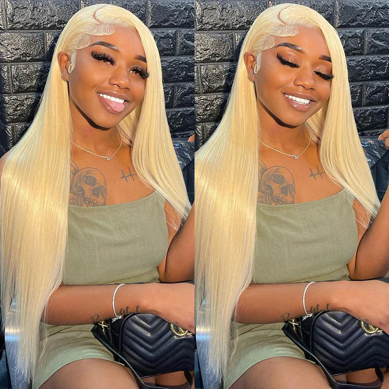 Hair #613 Blonde Straight Hair 3 Bundles with 5x5 HD Closure