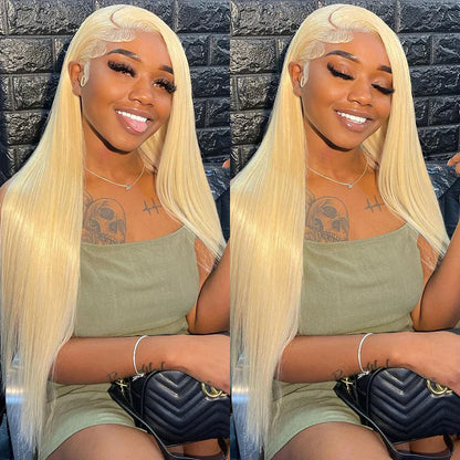 Hair #613 Blonde Straight Hair 3 Bundles with 5x5 HD Closure