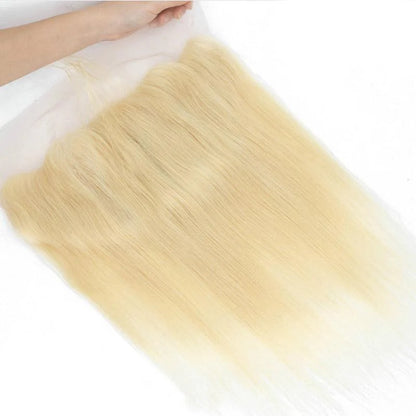 Hair #613 Blonde Straight 13x6 HD Frontal With 3 Bundles Human Hair