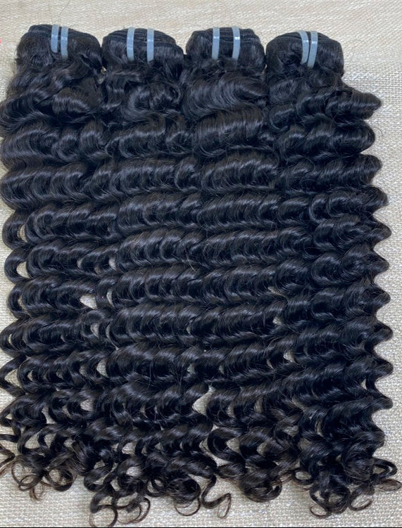 Hair 9A/10A/12A Deep Wave Human Hair 3 Bundles with 13x4 Lace Frontal