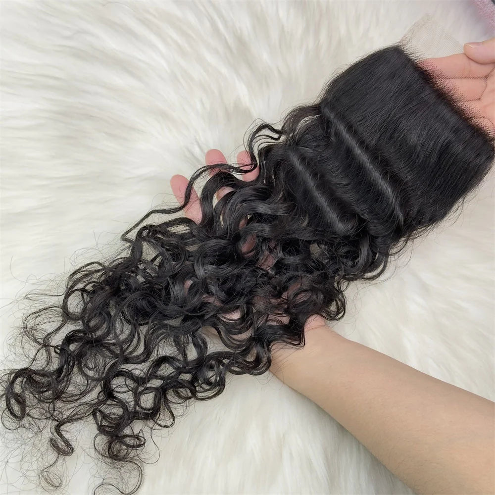 Hair 4x4 HD Lace Cloure Water Wave Free Part 100% Human Hair