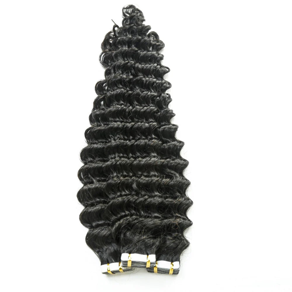 Hair Virgin Human Hair Deep Wave Tape in Hair Extension Unprocessed Hair Deep Wave Tape ins