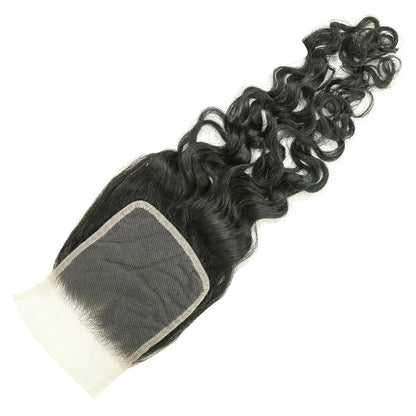 Hair 4x4 Transparent Lace Cloure Water Wave Free Part 100% Human Hair