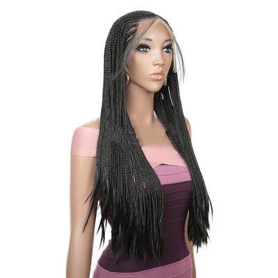 32-Inch Long Straight Hairpiece with Bangs for Dark Skin