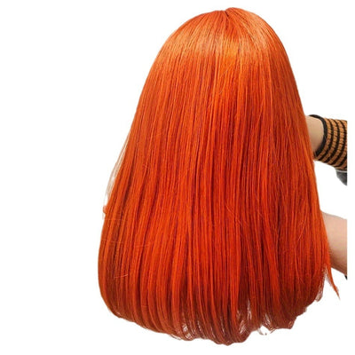 Vibrant Ginger Orange Bob Wig – Natural Human Hair 13x4 Lace Front