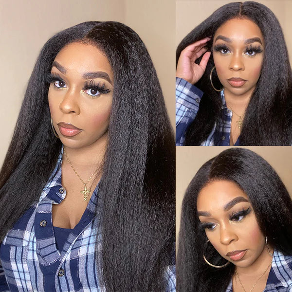 Hair 9A/10A/12A Kinky Straight Human Hair 3 Bundles with 13x4 Lace Frontal