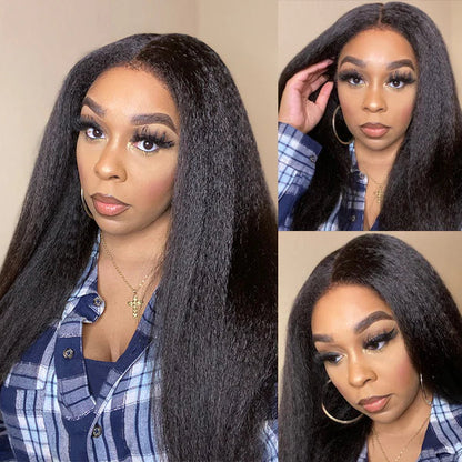 Hair 9A/10A/12A Kinky Straight Human Hair 3 Bundles with 13x4 Lace Frontal