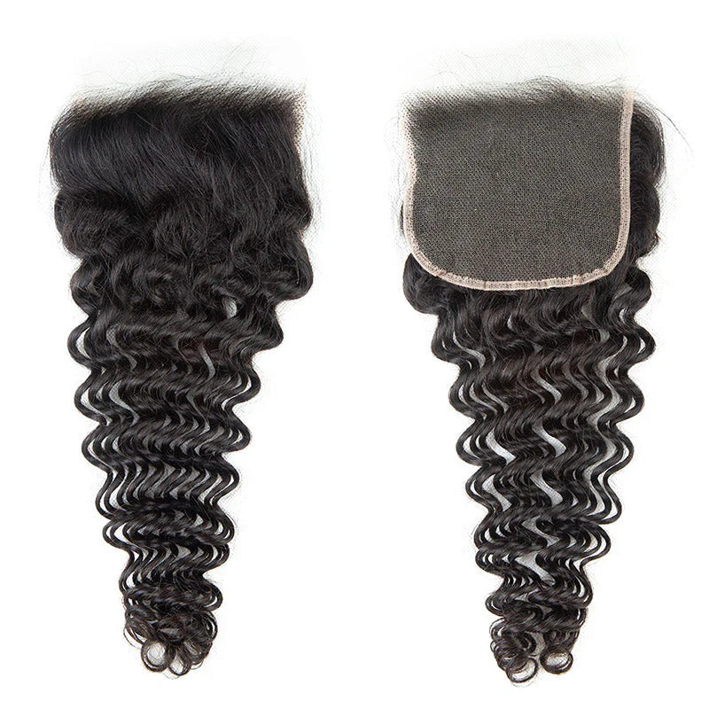 Hair 9A/10A12A Soft And Full Deep Wave Hair 3 Bundles with 5x5 Lace Closure