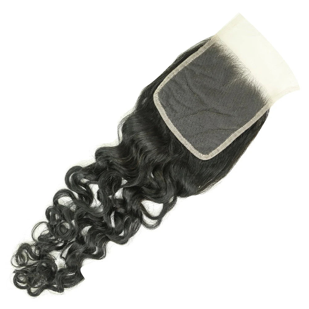 Hair 4x4 Transparent Lace Cloure Water Wave Free Part 100% Human Hair