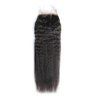 Hair 9A/10A12A Kinky Straight Human Hair Bundles with 5x5 Closure