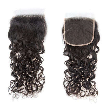 Hair 9A/10A12A Brazilian Water Wave 3 Bundles Human Hair Bundles with 5x5 Closure Small Knots