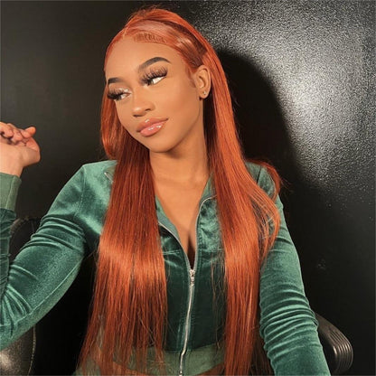 Hair Ginger #350 Lace Front Wig Straight Human Hair Wig 13x4 Lace Frontal Wig