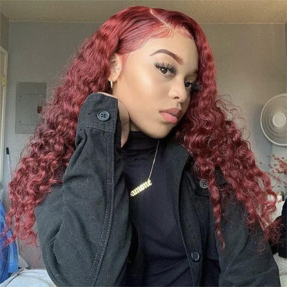 Hair 99J Lace Front Wig 13x4 Transparent Lace Straight Lace Front Human Hair Wig