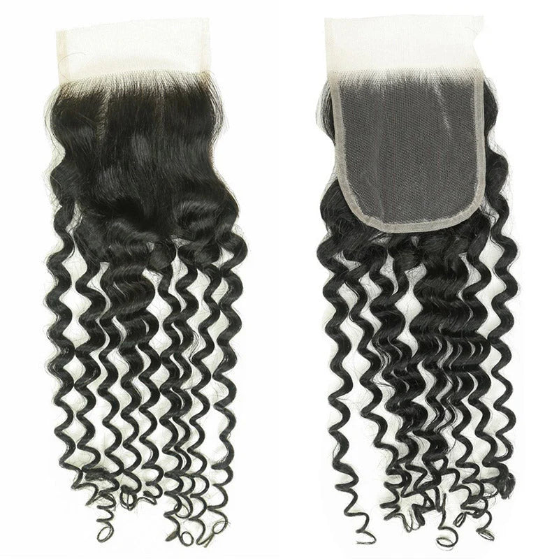 Hair 4x4 Transparent Lace Cloure Deep Wave Natural Black