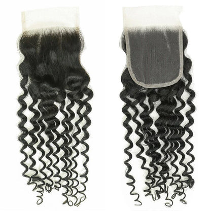 Hair 4x4 Transparent Lace Cloure Deep Wave Natural Black