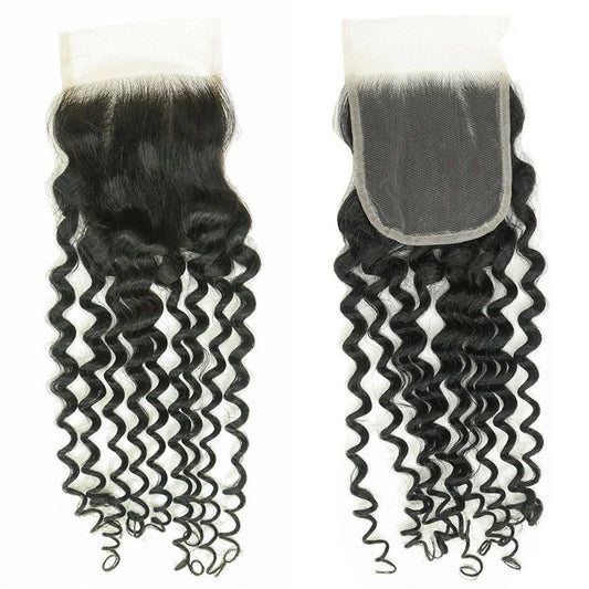Hair 4x4 Transparent Lace Cloure Deep Wave Natural Black