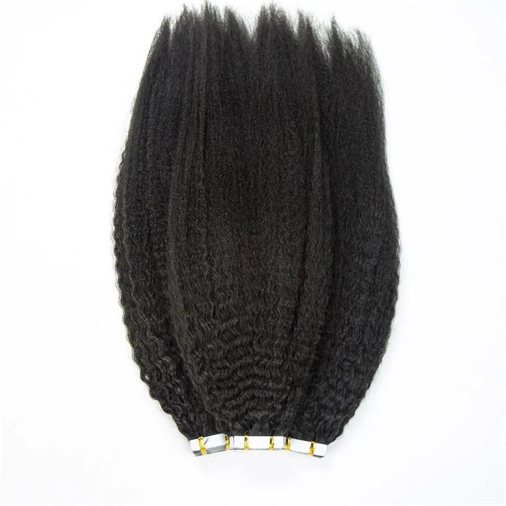 Hair Cuticle Aligned Unprocessed Virgin hair Kinky Straight Tape Hair Extension Tape Ins