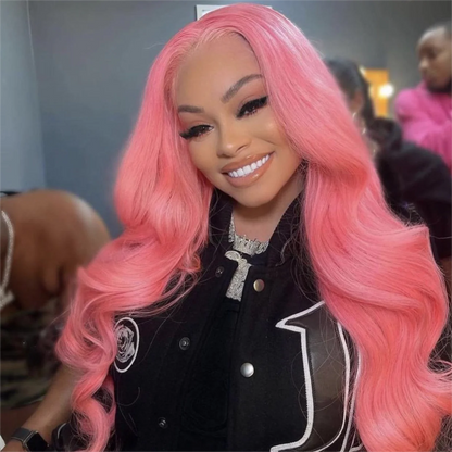 Hair 13x4 Pink Body Wave Lace Front Wig Pre-plucked Body Colored Human Hair Wig