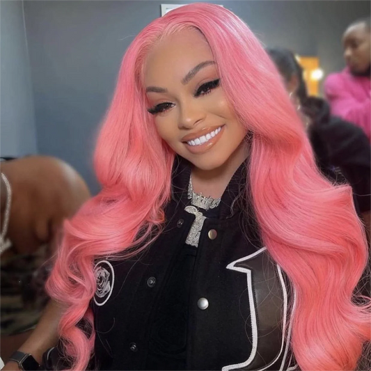 Hair 13x4 Pink Body Wave Lace Front Wig Pre-plucked Body Colored Human Hair Wig